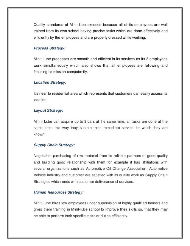 case study of minit lube Case study solutions of production operation management slideshare uses cookies to improve functionality and performance, and to provide you with relevant advertising if you continue browsing the site, you agree to the use of cookies on this website. case study of minit lube Case study solutions of production operation management slideshare uses cookies to improve functionality and performance, and to provide you with relevant advertising if you continue browsing the site, you agree to the use of cookies on this website.