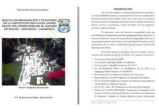 MANUAL DE ORGANIZACIÓN Y FUNCIONES DE LA I.E. JAVIER PRADO  DEL C. P. EL ROSARIO DE POLLOC – ENCAÑADA - CAJAMARCA