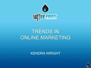 TRENDS IN
ONLINE MARKETING


   KENDRA WRIGHT
 