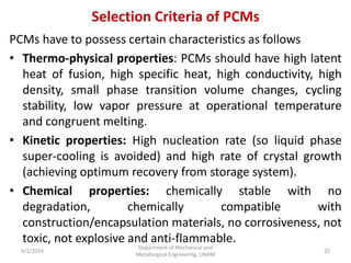 Recent Advances in Phase Change Materials for Thermal Energy Storage | PPTX