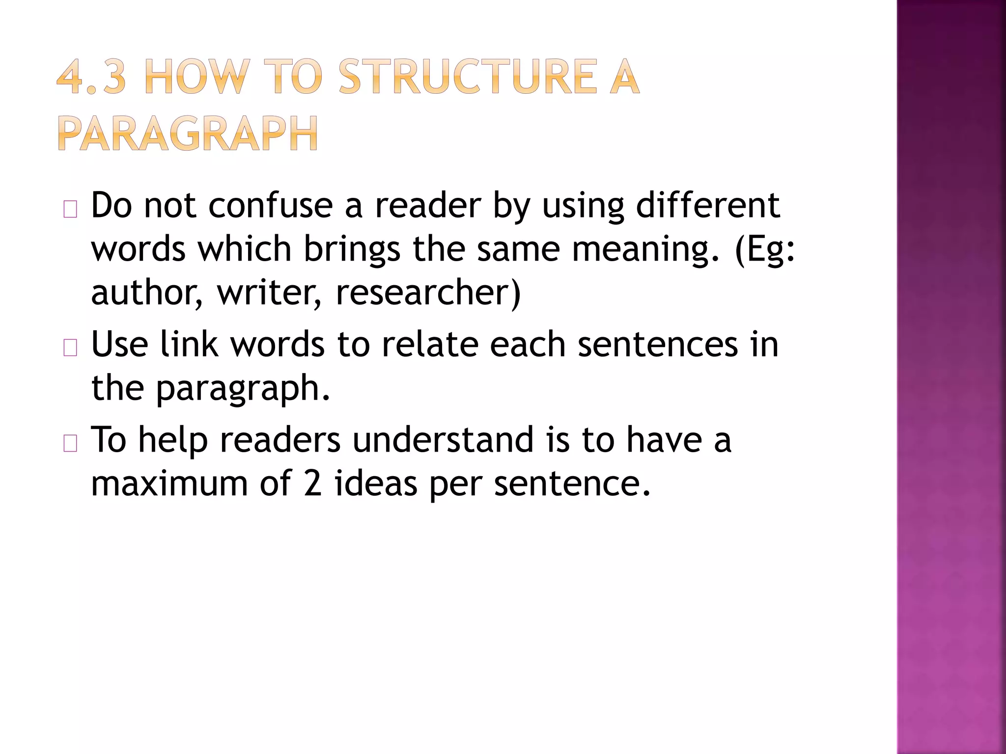 Chapter 4 Structuring Paragraph and Sentences | PPT