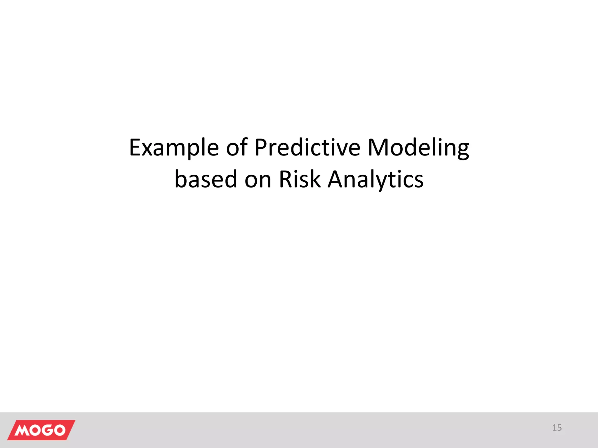 Example of Predictive Modeling
based on Risk Analytics
15
 