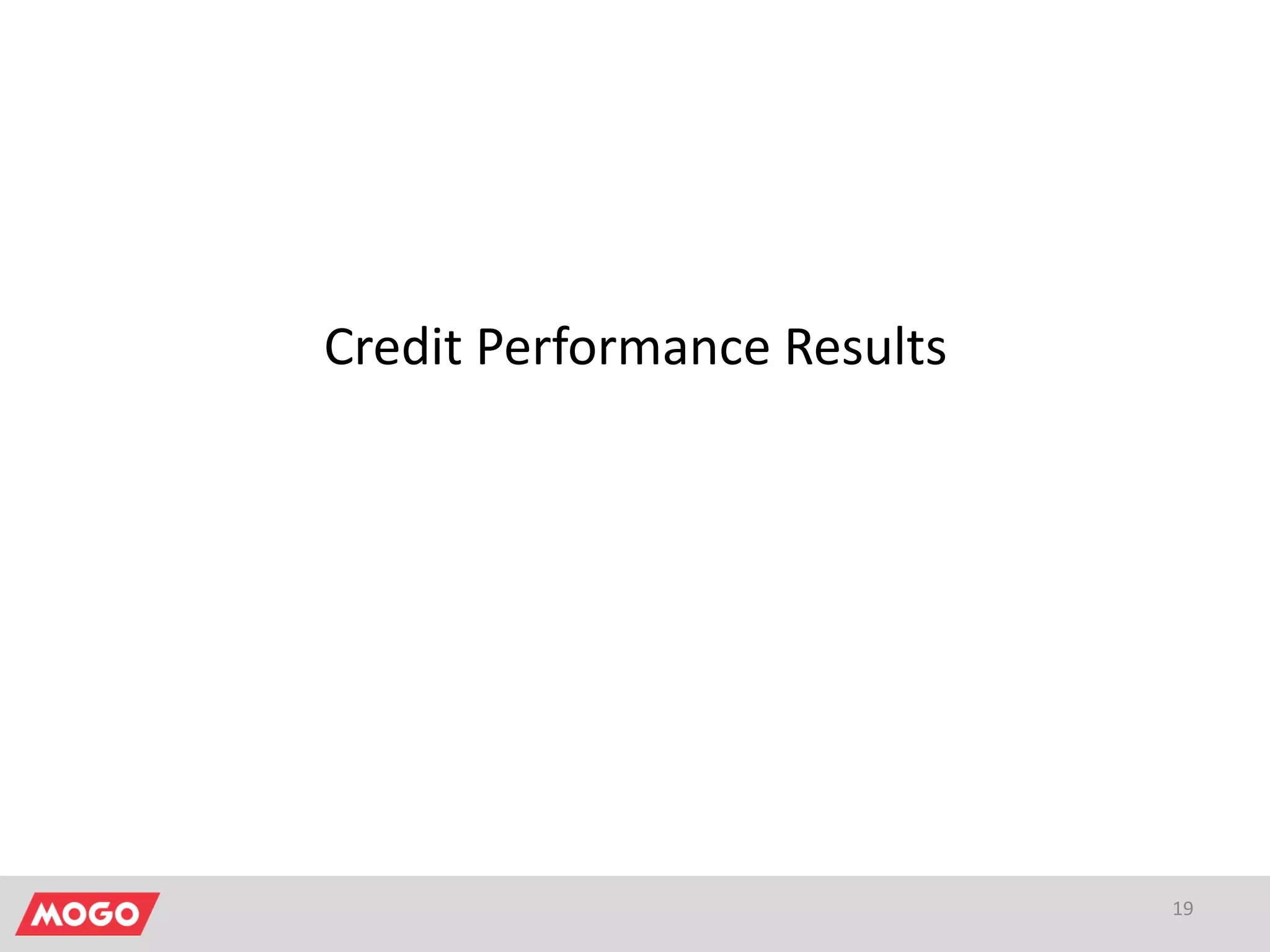 Credit Performance Results
19
 