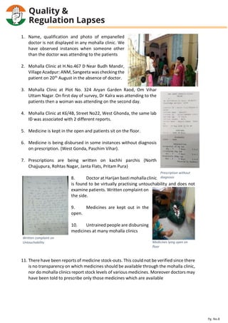 Quality &
Regulation Lapses
Pg. No.8
 