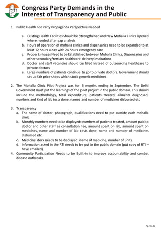 Congress Party Demands in the
Interest of Transparency and Public
Pg. No.12
 