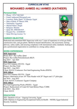 Mohamed Ahmed Ali Ahmed Ali Katheer CV new update | PDF