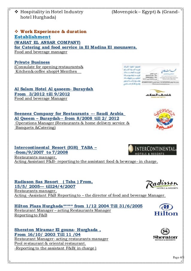 Hotel Operation Manager Restaurants Out Said Catering Banquets Con