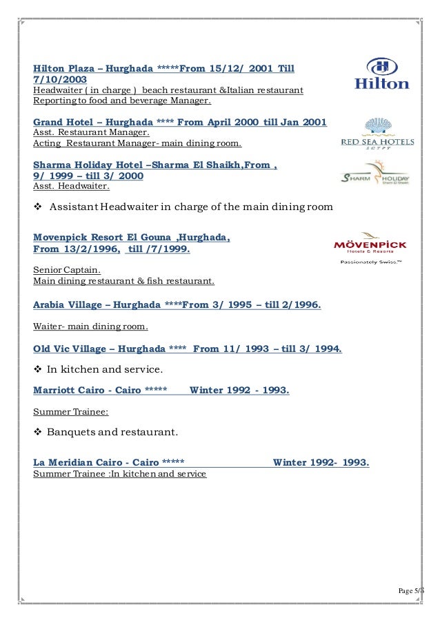 Hotel Operation Manager Restaurants Out Said Catering Banquets Con