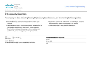 Cybersecurity Essentials - Certification | PDF