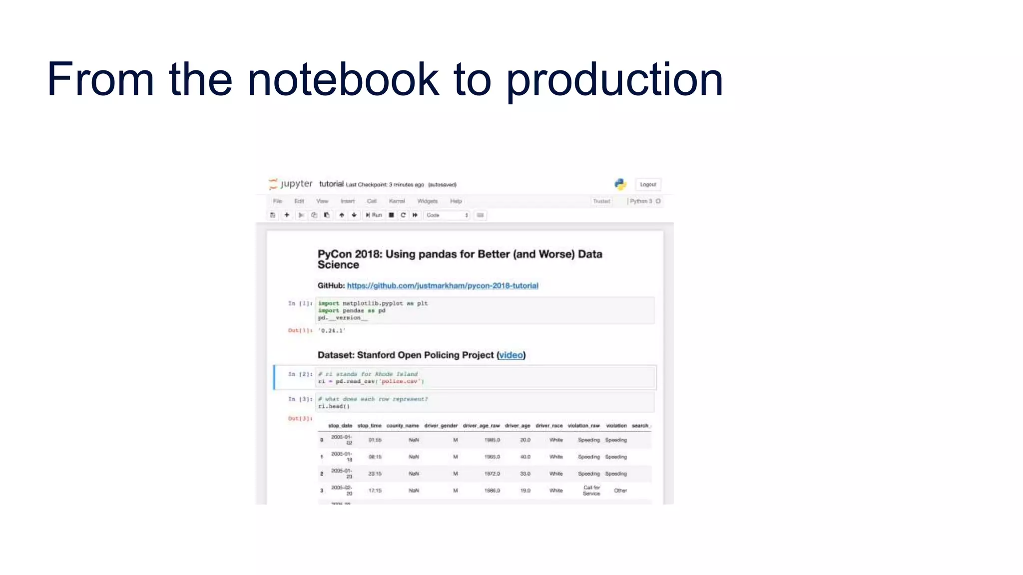 From the notebook to production
 