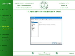 Microsoft Excel: Applications of the Software in the Architectural ...