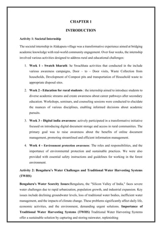 AICTE Activity Point Programme: Societal Internship and Water ...