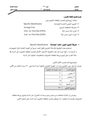 ‫א‬١٤٢‫א‬‫א‬
J٢‫א‬‫א‬


-٨٧-
‫א‬W
‫א‬W
١E‫א‬‫א‬F‫א‬ESpecific Identification
٢E‫א‬‫א‬Average Cost
٣E‫א‬‫א‬First –in- First Out (FIFO)
٤E‫א‬‫א‬‫א‬Last –in- First Out (LIFO)

١E‫א‬‫א‬F‫א‬EWSpecific Identification
‫א‬‫א‬‫א‬‫א‬‫א‬F‫א‬‫א‬
،‫א‬‫א‬KK‫א‬E‫א‬‫א‬‫א‬‫א‬‫א‬
‫א‬‫א‬‫א‬‫א‬K

‫א‬‫א‬W
‫א‬‫א‬‫א‬‫א‬٢٢٠‫א‬W
‫א‬‫א‬‫א‬‫א‬‫א‬
١٢٢٠
٢٤٥٠
٢‫א‬٦٥
١٤‫א‬٨٥
‫א‬٢٢٠

‫א‬‫א‬‫א‬‫א‬
‫א‬،‫א‬‫א‬‫א‬‫א‬‫א‬‫א‬‫א‬W



 