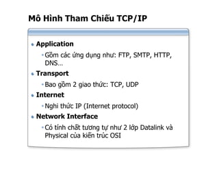 Mô hình TCPIP và mô hình 7 lớp OSI  Multicontents