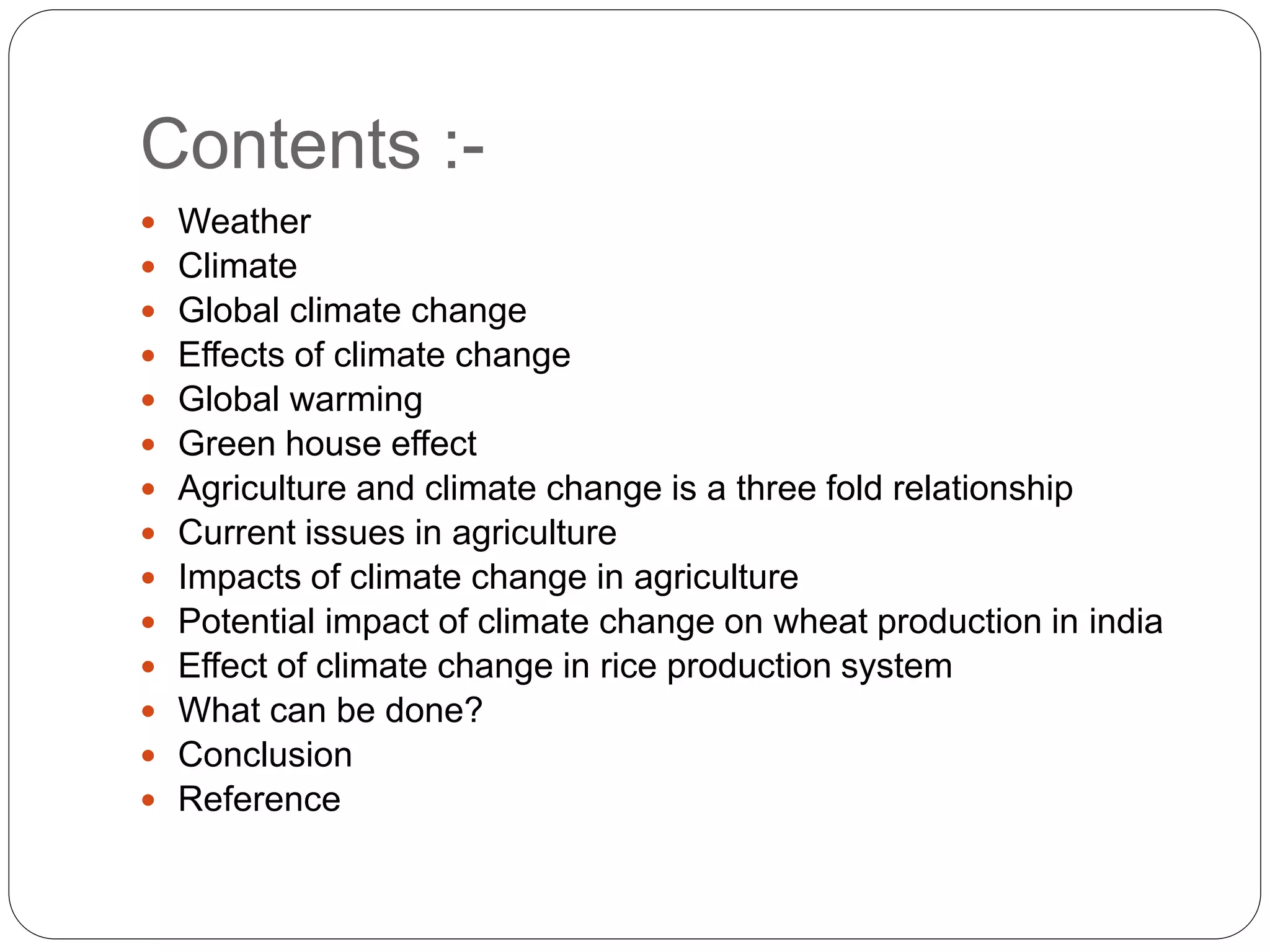 climate change and its effect on agriculture | PPTX