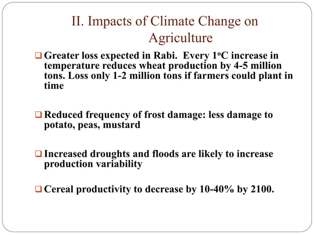 climate change and its effect on agriculture | PPTX | Agriculture ...