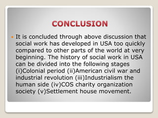 historical development of social work in usa | PPTX