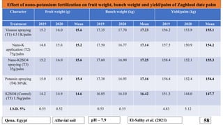 Effect of nano-potassium fertilization on fruit weight, bunch weight and yield/palm of Zaghloul date palm
Qena, Egypt El-S...