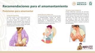 Recomendaciones para el amamantamiento
Posiciones para amamantar
 