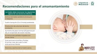 Recomendaciones para el amamantamiento
 