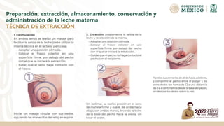 Preparación, extracción, almacenamiento, conservación y
administración de la leche materna
TÉCNICA DE EXTRACCIÓN
 