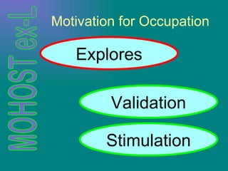 Motivation for Occupation Explores Validation Stimulation 