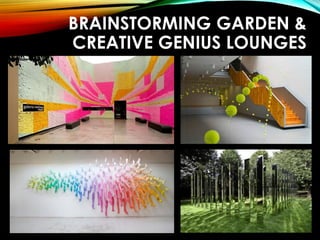 BRAINSTORMING GARDEN &
CREATIVE GENIUS LOUNGES
 