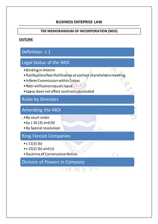 Memorandum of Incorporation in terms of The Companies Act | DOCX