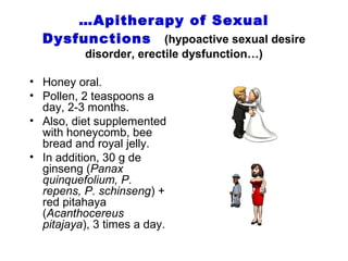 …Apitherapy of Sexual
Dysfunctions (hypoactive sexual desire
disorder, erectile dysfunction…)
• Honey oral.
• Pollen, 2 te...