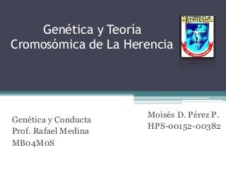 Genética y Teoría
Cromosómica de La Herencia
Genética y Conducta
Prof. Rafael Medina
MB04M0S
Moisés D. Pérez P.
HPS-00152-00382
 