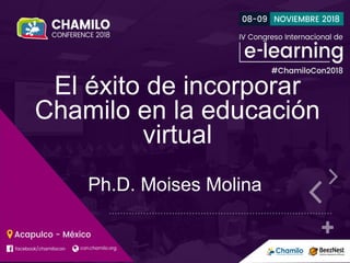 El éxito de incorporar
Chamilo en la educación
virtual
Ph.D. Moises Molina
 