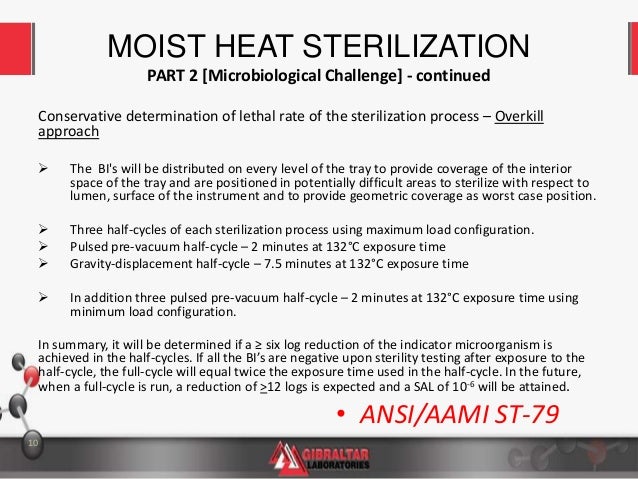 moist heat steam sterilization ansi standards chart