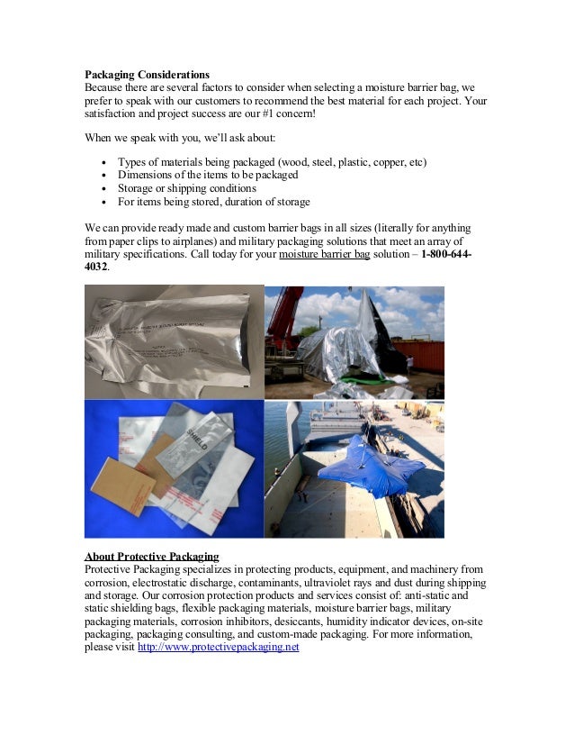 Moisture Barrier Bags for Mil Spec Packaging