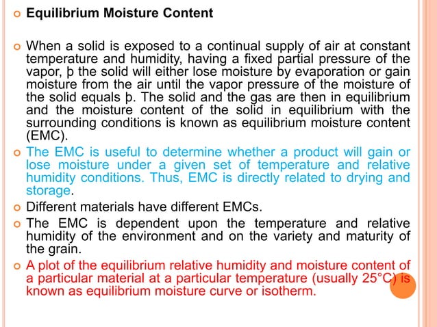Moisture content determination and equilibrium moisture content | PPTX
