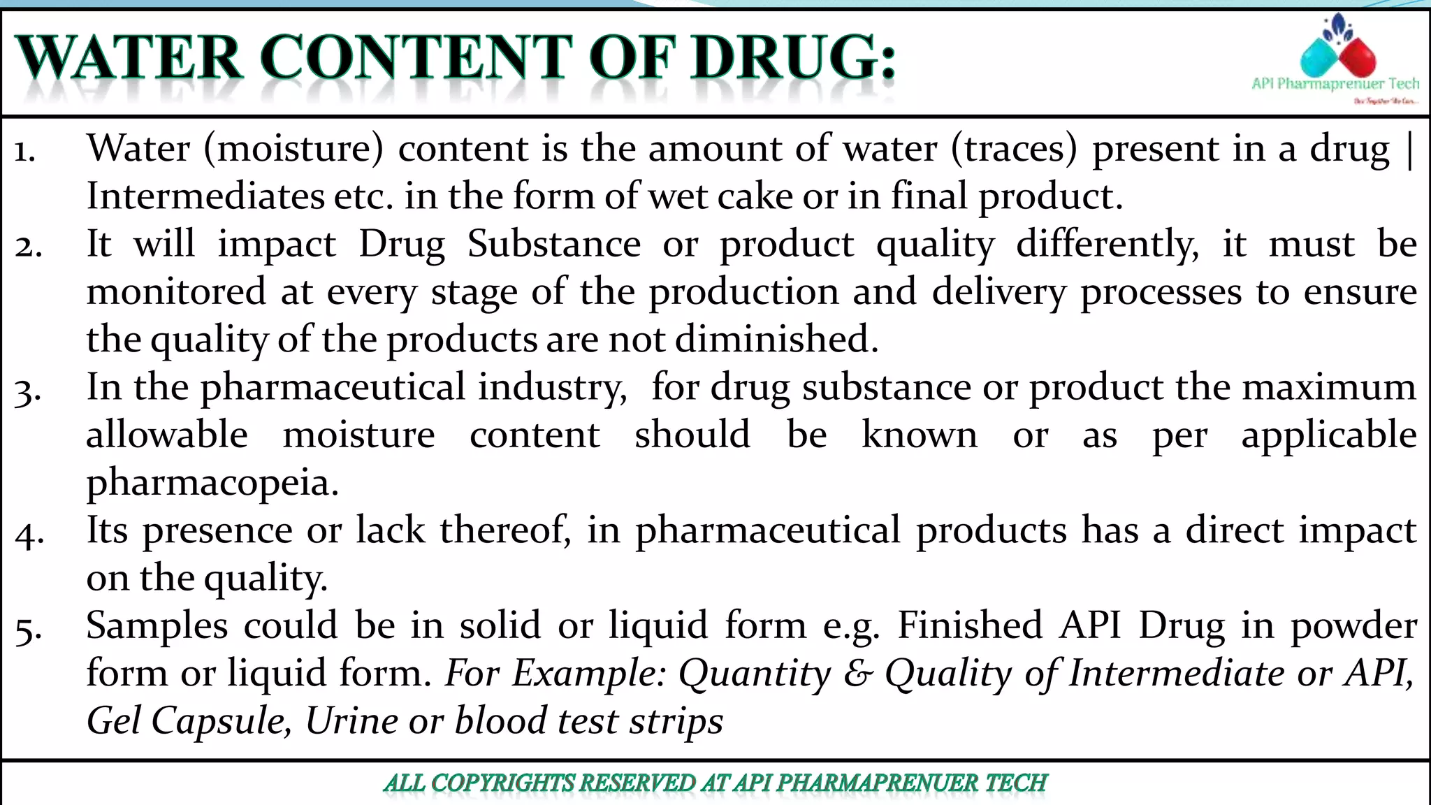 Water Content Vs. Loss On Drying Of Drug In Pharma Company Part-1 | PPTX