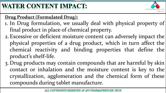 Water Content Vs. Loss On Drying Of Drug In Pharma Company Part-1 ...