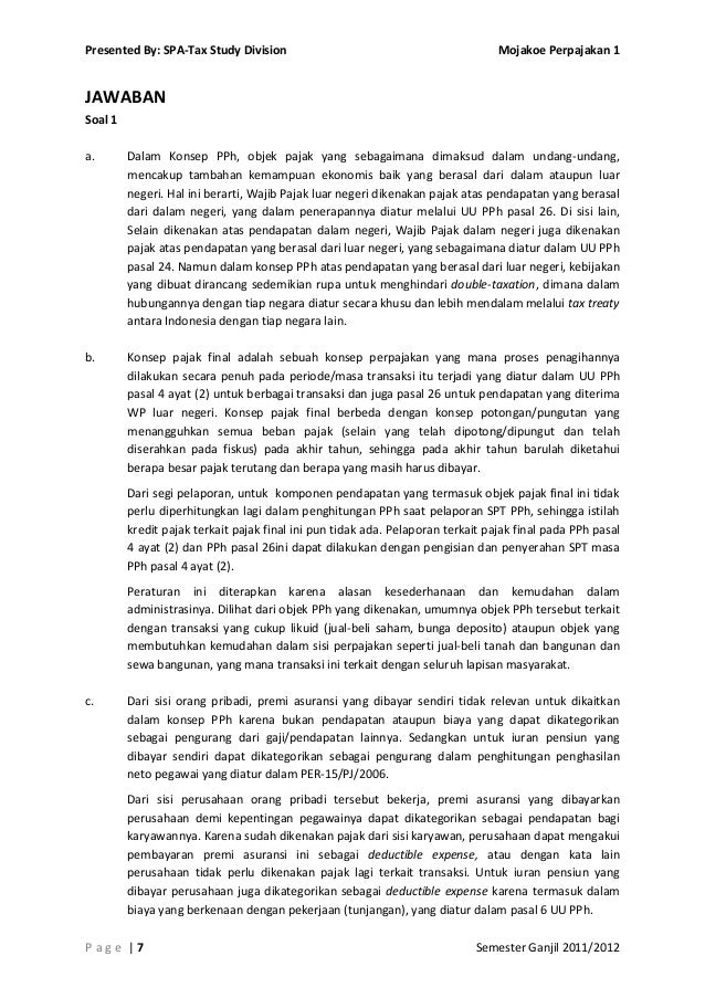 Saol Mid Dan Jawaban Manajemen Perpajakan Contoh Nondeductible Expense
