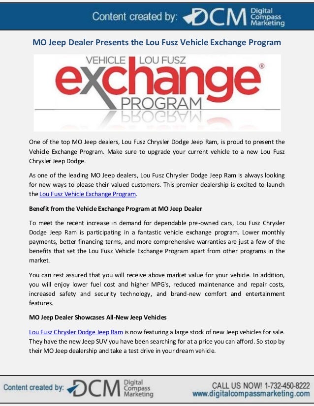 Mo Jeep Dealer Presents The Lou Fusz Vehicle Exchange Program