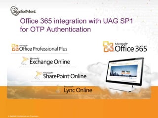 1
© SafeNet Confidential and Proprietary
© SafeNet Confidential and Proprietary
Office 365 integration with UAG SP1
for OTP Authentication
 