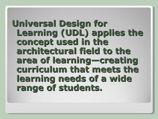 Intro to Principles of Universal Design for Learning | PPT