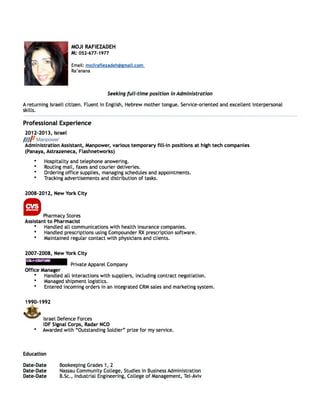 Moji rafiezadeh resume 2014 