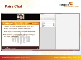 © 2013 NetSpeed Learning Solutions. All rights reserved. 22
Pairs Chat
 