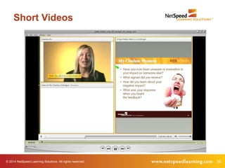 Short Videos 
© 2014 NetSpeed Learning Solutions. All rights reserved. 28 
 