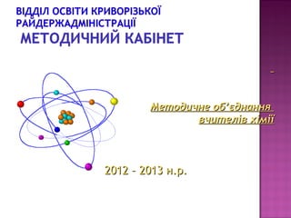 Методичне об’єднання
               вчителів хімії



2012 – 2013 н.р.
 