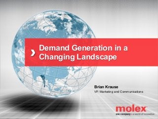 Demand Generation in a
Changing Landscape


             Brian Krause
             VP, Marketing and Communications
 