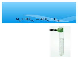 Al(s) + HCl(ac) → AlCl3(s) + H2(g)
 