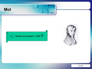 Mol O mol N A =  Número de Avogadro  =  6,022·10 23 