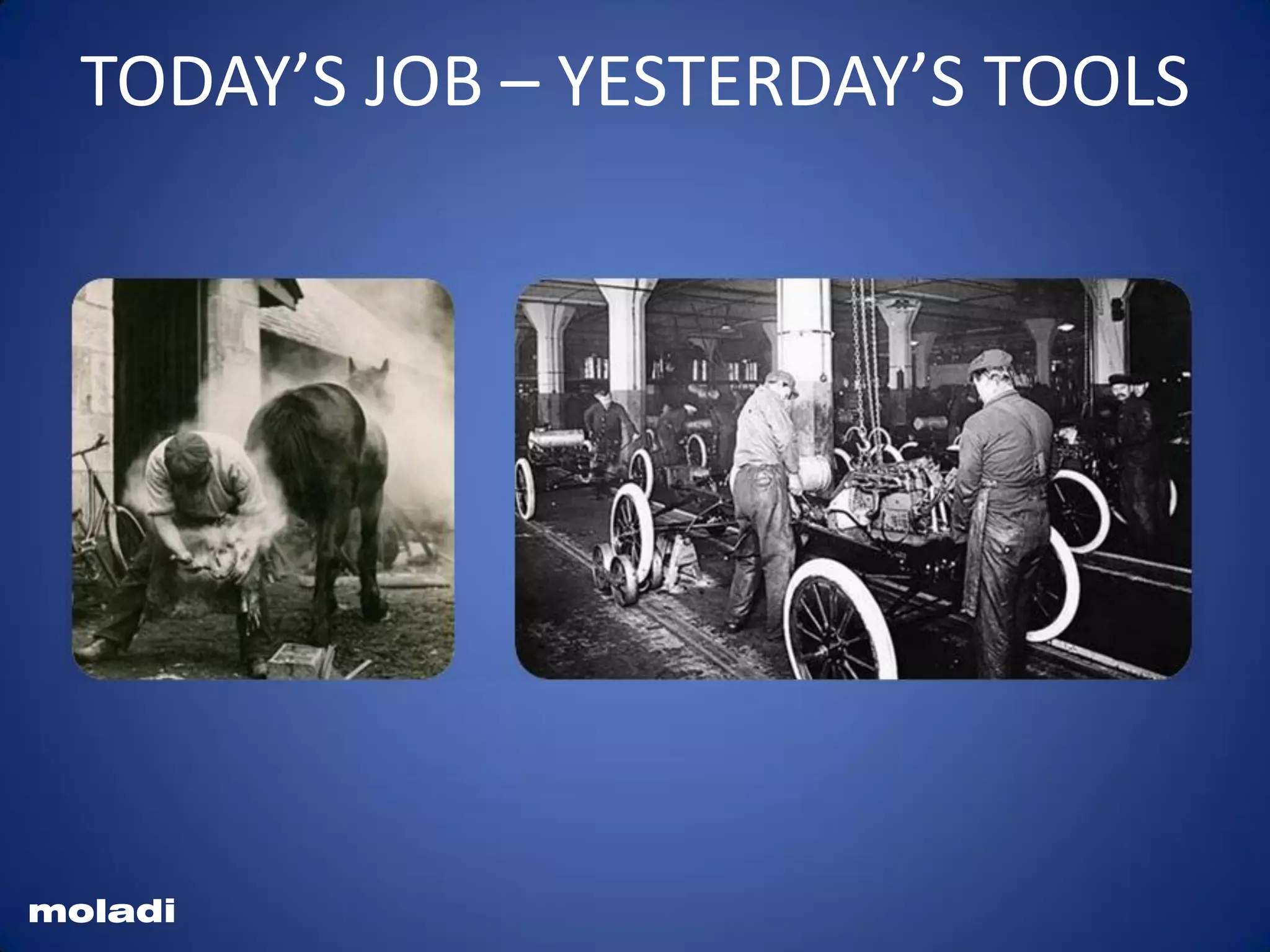 TODAY’S JOB – YESTERDAY’S TOOLS
moladi
 