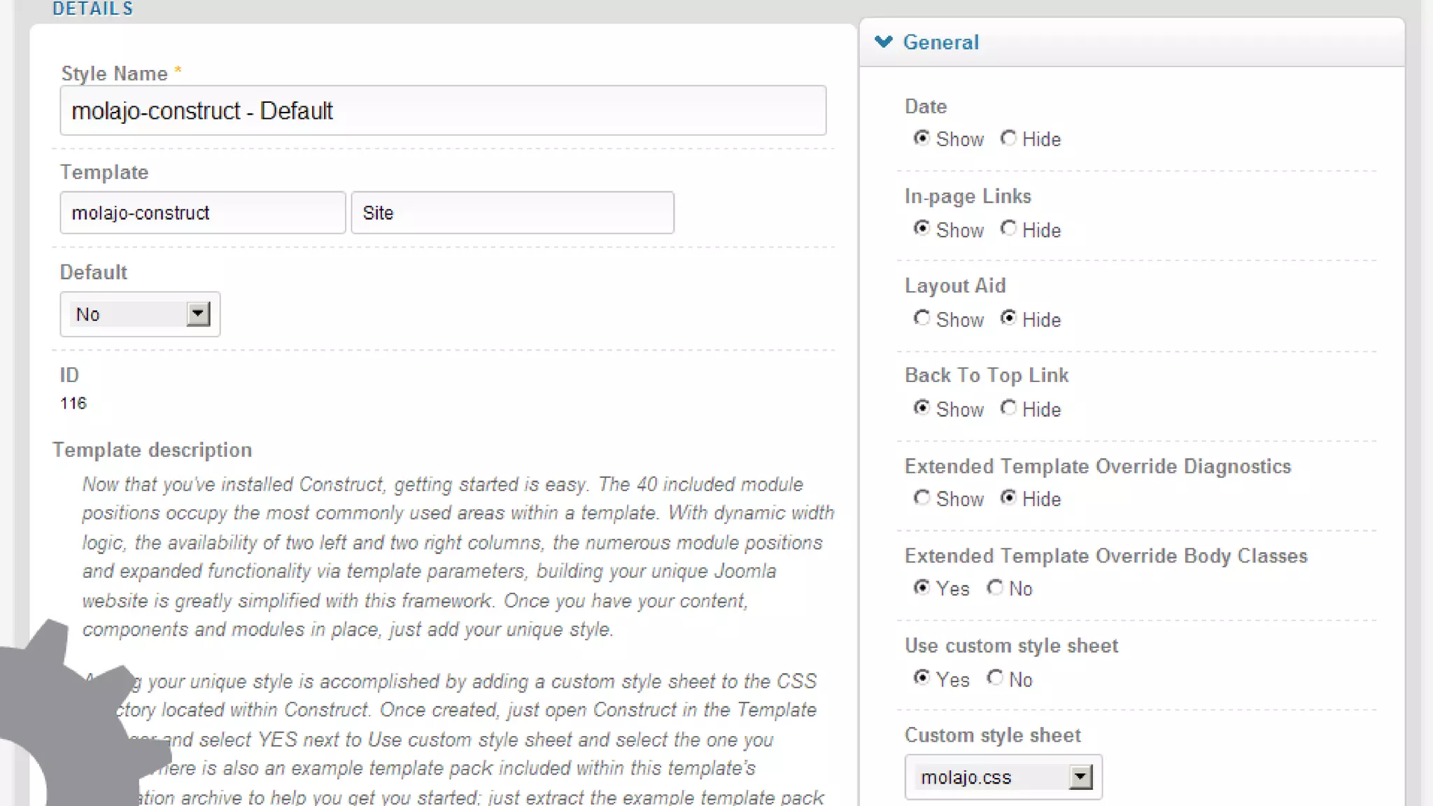 General ParametersPage features – date, access page links, diagnosticsDesigner tools and aides 