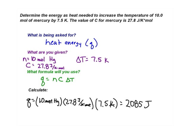 Molar Heat Capacity Sample Problems | PDF